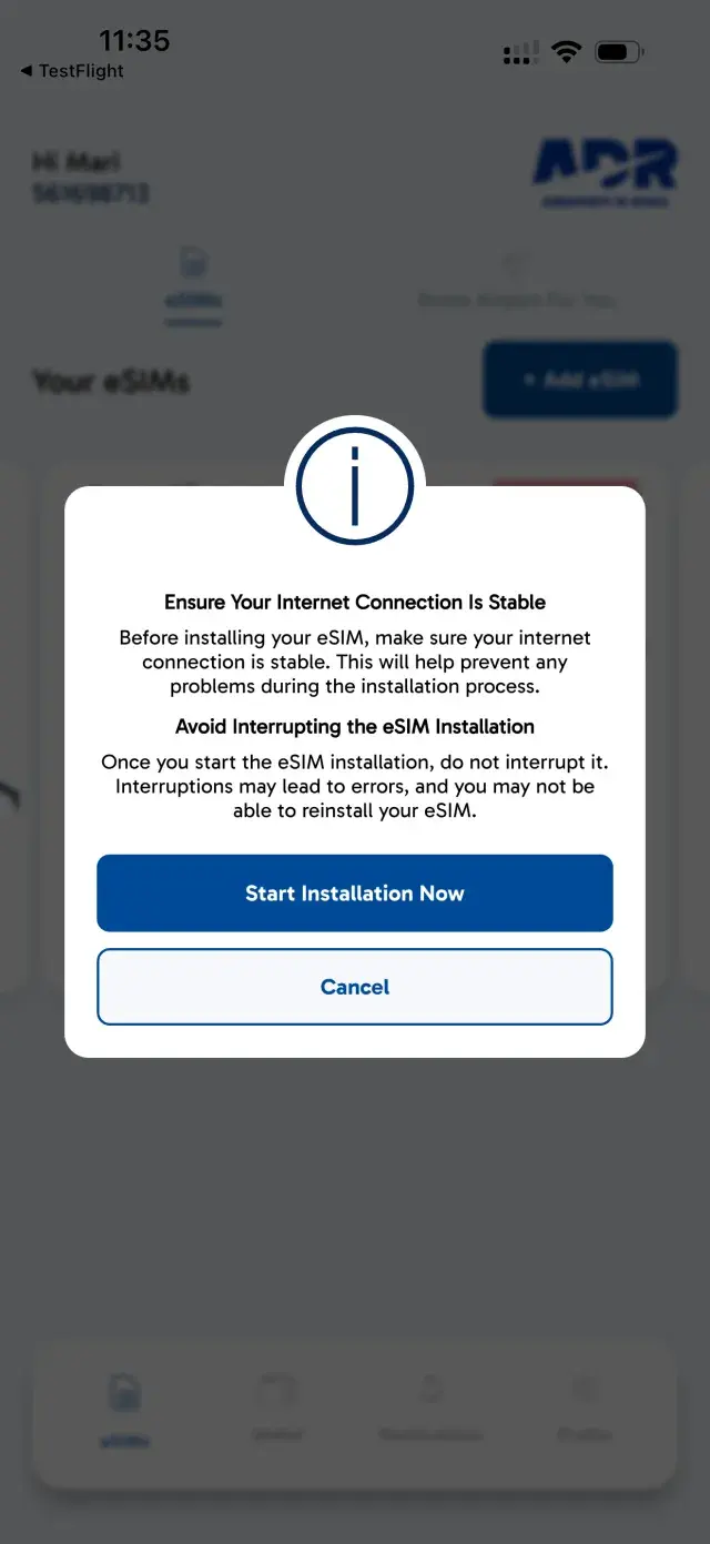 Avvia l’installazione